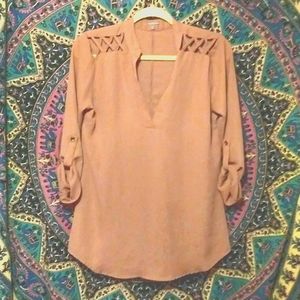 Charlotte Russe 3/4 Sleeve Lavender V-neck Blouse-Size Small Women's